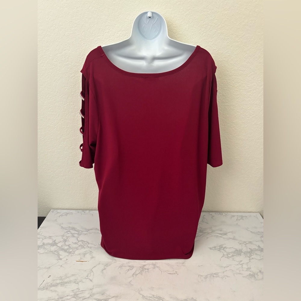 Women’s 89th & Madison Long Open Sleeve Top Plus Sz 2X Red Blouse Pullover​ - Picture 3 of 5